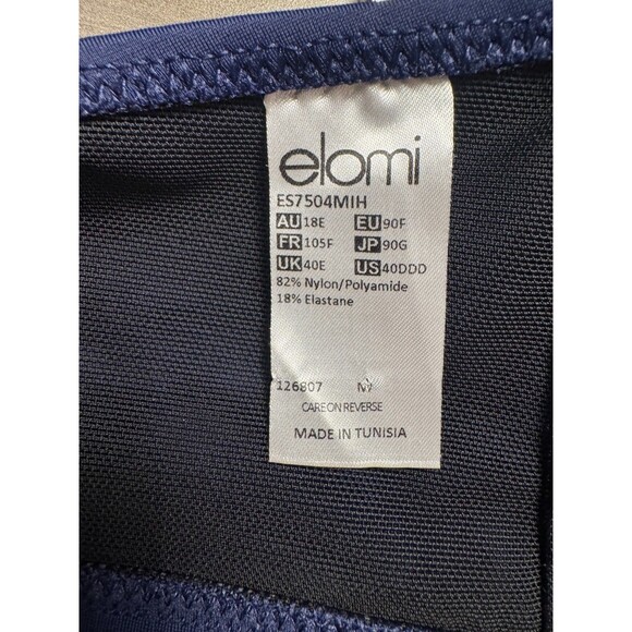 Elomi Essentials US 40DDD Blue Plunge Underwire Bikini Top Style ES7504MIH - Picture 4 of 4